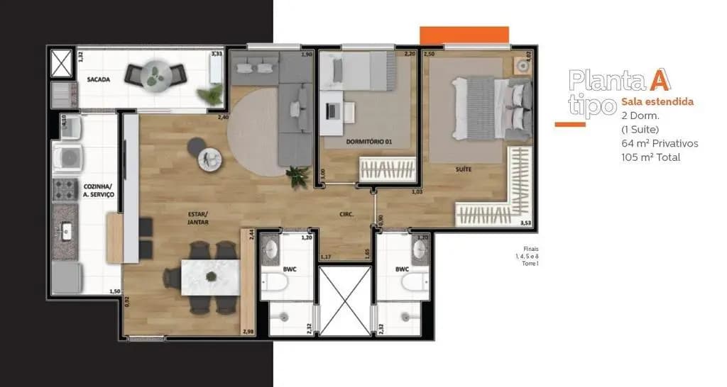 Apartamento à venda em Maringá, Zona 08, com 2 quartos, com 64.02 m², UP Residence - Yticon