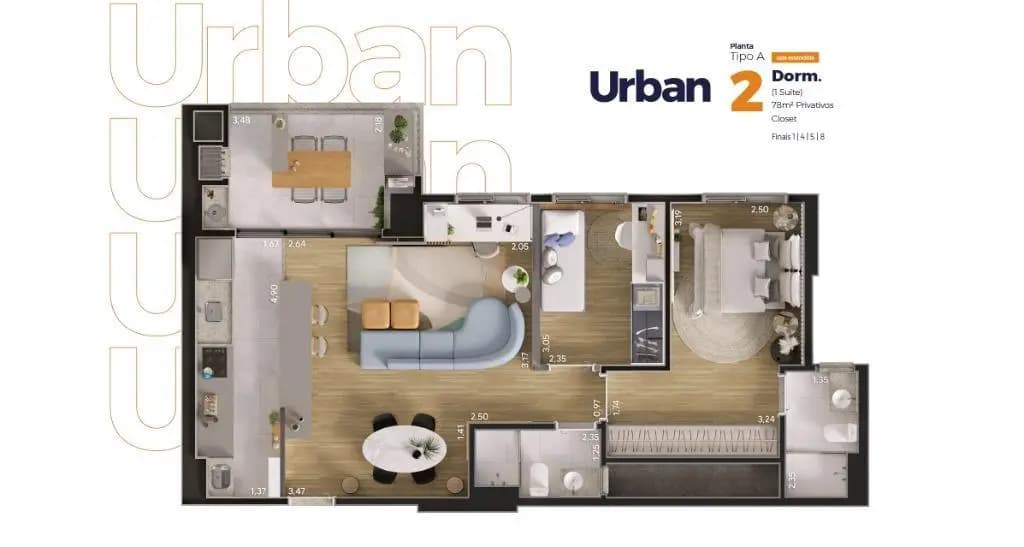 Apartamento à venda em Maringá, Vila Marumby, com 2 quartos, com 78 m², Urban - Yticon