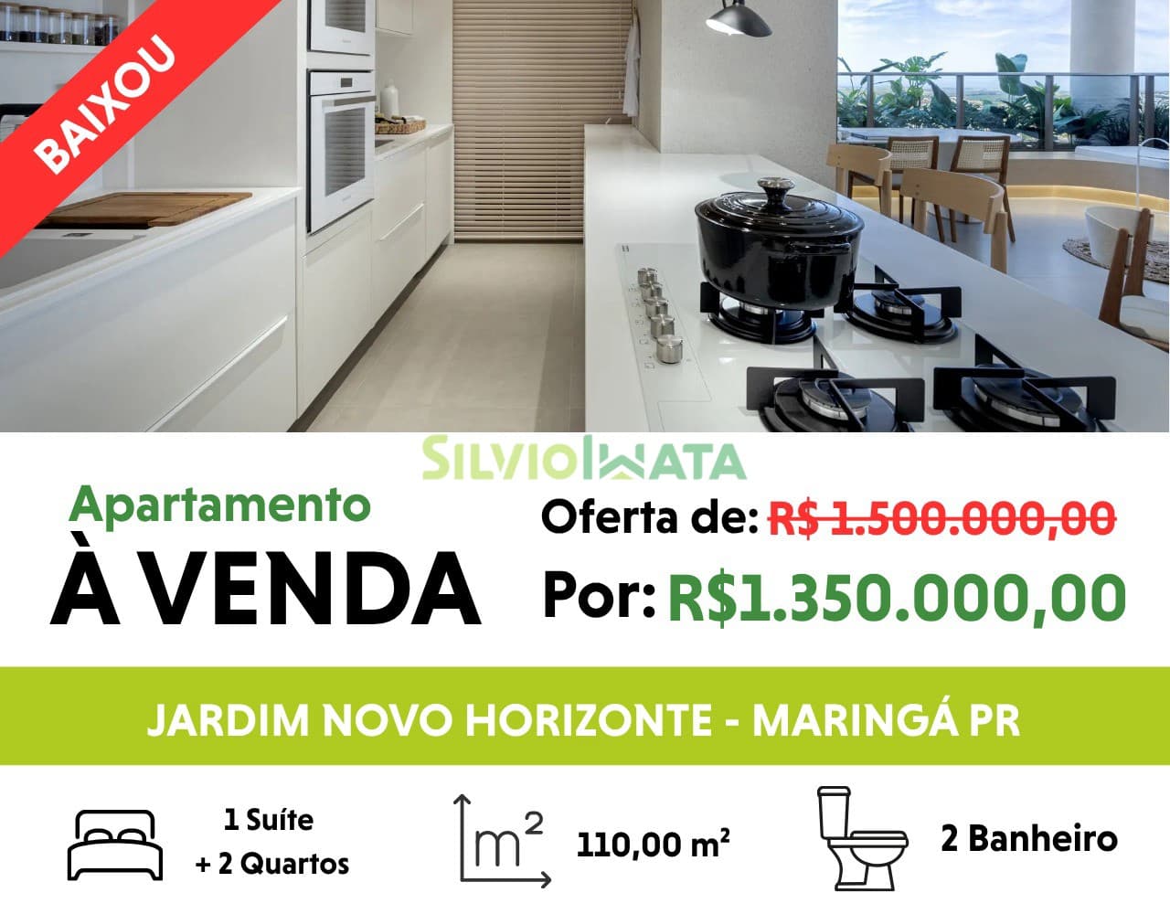 Nest 635: apartamento com 110m² à venda por R$ 1.350.000,00 em Maringá-PR